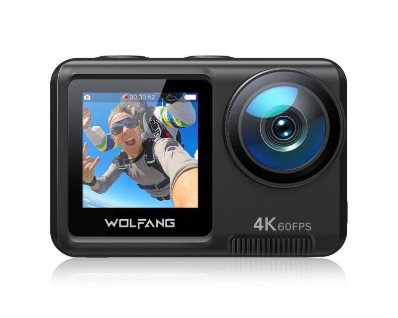 WOLFANG GA420 4K 60FPS 24MP Action Cam (Full HD, WLAN (Wi-Fi), Touch-Screen, 3.0 EIS, Blankes Metall Wasserdicht, 2*1350mAh) von WOLFANG