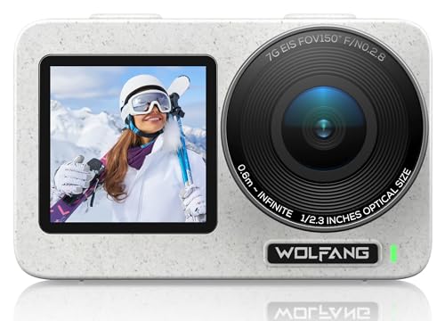 WOLFANG Seeker One White - wasserdichte Action-Kamera mit 4K60 Ultra HD-Video, Dual-Screen-Farbdisplay, 16 Fuß Unterwasserkamera, Live-Streaming, Webcam, Stabilisierung mit GO APE von WOLFANG
