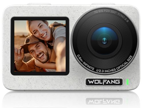 WOLFANG Seeker One White - wasserdichte Action-Kamera mit 4K60 Ultra HD-Video, Dual-Screen-Farbdisplay, 16 Fuß Unterwasserkamera, Live-Streaming, Webcam, Stabilisierung mit GO APE von WOLFANG