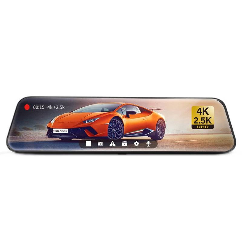 WOLFBOX Super Nachtsicht Spiegel Auto Dashcam (WLAN (Wi-Fi), verbesserte Superkondensatoren, mit Touchscreen, GPS,WiFi, 24H Parküberwachung, WDR-TECH) von WOLFBOX