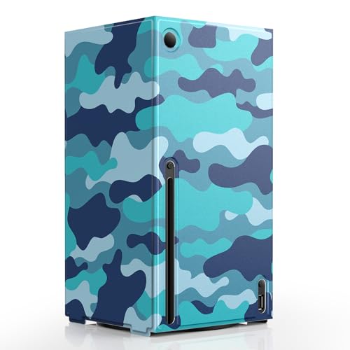 WOLIBEAR Magnetische Smart Wraps für Xbox Series X Konsole, Vollschutz Schutzhülle für Xbox Series X Zubehör mit Premium PU Leder und weichem Innenfutter - Blue Camo, XSX46MB-US von WOLIBEAR