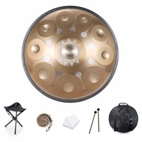 Handpan Drum D-Moll 9/10 Noten Handpan Drum 22 Zoll Handpan Drum 432HZ/440HZ Handpan Drum Schlaginstrumente for Klangheilung Persönliche Meditation Yoga(Size:10 Notes(440HZ)) von WOLWES