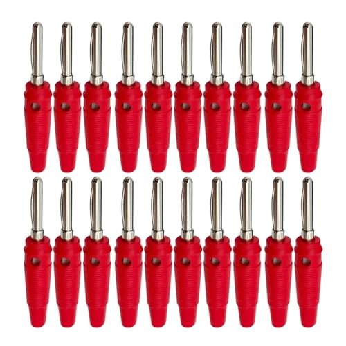 WOMELF 20 Stück 4-mm-Bananenstecker, hochstromisoliert, ummantelt, stapelbar, Lautsprecher-Schraubverbindung, Kabel-Adapter (Color : 20 Red) von WOMELF