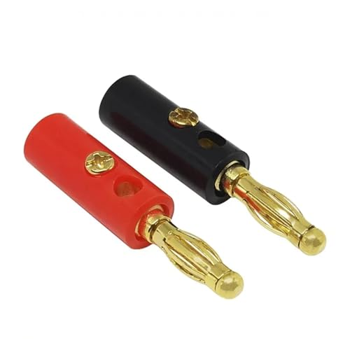 WOMELF 40/200 Stück 4 mm vergoldeter Lautsprecher-Bananenstecker, Hornstecker, kompatibel mit bis zu 3 mm Durchmesser von Lautsprecherkabeln (Color : 20 Red 20 Black) von WOMELF