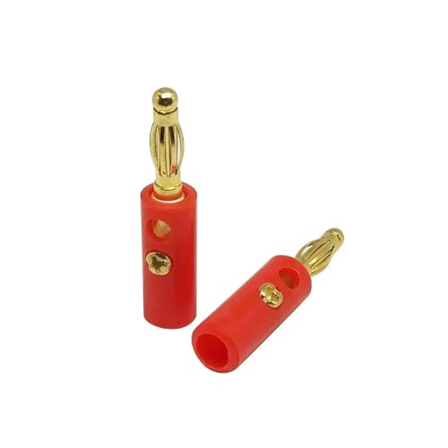 WOMELF 40/200 Stück 4 mm vergoldeter Lautsprecher-Bananenstecker, Hornstecker, kompatibel mit bis zu 3 mm Durchmesser von Lautsprecherkabeln (Color : 200 Red) von WOMELF