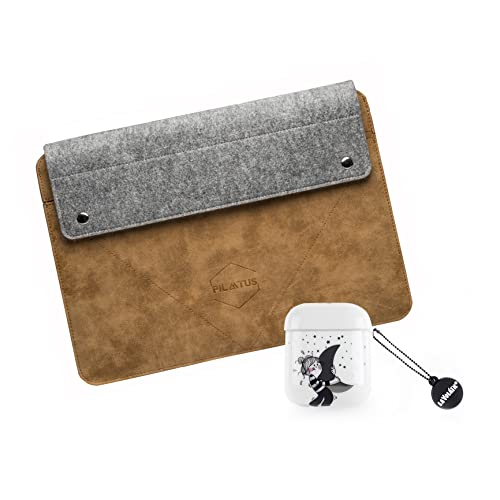 Laptop Schutzhülle für Pilatus Caramel + Airpods Mond Silber Laptop Schutzhülle für Pilatus Caramel + Airpods Mond Silber von WONDEE