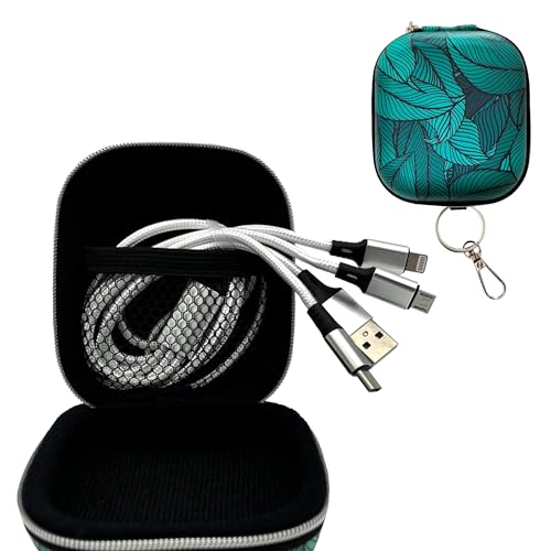[Pack] 3-in-1-Multi-USB-Kabel + Mini-Reiseetui mit Design und Schlüsselanhänger – Pack Universalkabel USB auf USB C/Lightning/Micro-USB mit schöner Schutzhülle zum Organisieren und Transportieren von WONDEE