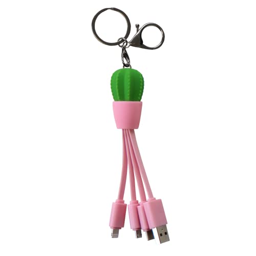 WONDEE 3-in-1 Multi-Ladekabel, Multi-USB-Ladekabel, Multi-USB-Kabel, Micro-USB-Typ-C, für Android und iOS Cactus von WONDEE