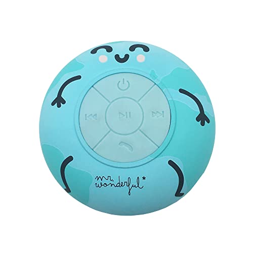 WONDEE Mr. Wonderful Bluetooth Duschlautsprecher mit Saugnapf, wasserdicht nach IPX4, Lautsprecher für Dusche und Pool mit leistungsstarkem 360°-Stereo-Sound und Bluetooth 5.0, originelles Design von WONDEE