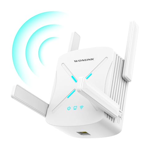 WONLINK WLAN Verstärker, 1800Mbit/s WiFi6 WLAN Repeater Dualband WiFi Verstärke mit 4*Antennas, Ethernet-Anschlussvon, WiFi Booster Unterstützung Repeater/AP/Router Modus, Simple Einrichtung, EU Plug von WONLINK