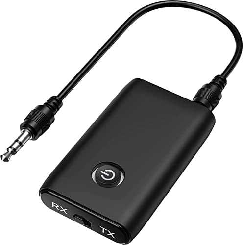Bluetooth Adapter Audio 5.0, 2 in 1 Wireless Sender Empfänger, Bluetooth Transmitter Adapter mit 3,5mm Audio Kabel für Kopfhörer Auto TV PC Laptop Tablet HiFi Lautsprecher Radio MP3 /MP4 von WONSUN