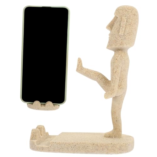WOONEKY Stoneman Handyhalter, Telefonhalter, Süßer Telefonhalter Für Den Schreibtisch, Desktop Telefonhalter, Ständer, Lustiger Telefonständer Für Den Schreibtisch, Osterinselkopf, von WOONEKY