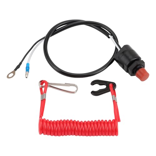WOOSTAR 2 Draht Kill Stop Schalter mit Sicherheitsgurt Ersatz für 2 Takt 4 Takt 6HP-25HP Außenbordmotor OEM 6E9-82575-00 6E9-82575-01 6E9-82575-02 65W-82575-00 65W-82575-01 F2.6-02010200 von WOOSTAR