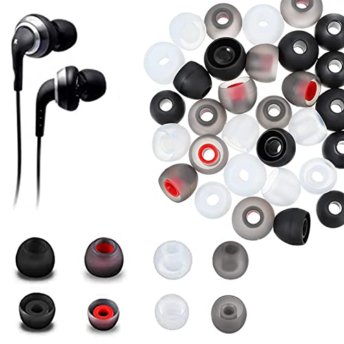 WOOXDYUK 48 Stück Silikon-Ersatz-Ohrstöpsel, 3 Größen (S/M/L), 4 Farben, für die meisten In-Ear-Kopfhörer und Ohrhörer mit Noppendurchmessern von 4 mm bis 6 mm von WOOXDYUK