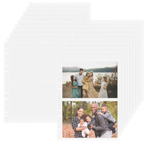 WOPPLXY 100 Stück Klarsichthüllen A4, Einseitig 2 Fächer Photocard Sleeves, Transparent Kunststoff Photocard Binder für Postkarten, Fotos, Dokumentenecht von WOPPLXY