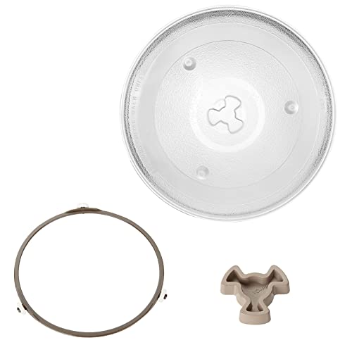 WOPPLXY Mikrowelle mit 3 Fixierern, 27 cm Drehteller Mikrowellenteller Glas, Drehkern und Welle, Mikrowellen Glasteller für Mikrowellen, Küche, Esszimmer WOPPLXY Mikrowelle mit 3 Fixierern, 27 cm Drehteller Mikrowellenteller Glas, Drehkern und Welle, Mikrowellen Glasteller für Mikrowellen, Küche, Esszimmer von WOPPLXY