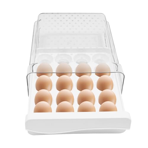 Eierbehälter für Kühlschrank, 20 Fächer Schubladen Eierhalter,Kühlschrank Organizer Eier für Kühlschränke, Gefrierschränke, Geschirr, Küchenschränke, Camping - 27×22×9cm von WOQLIBE