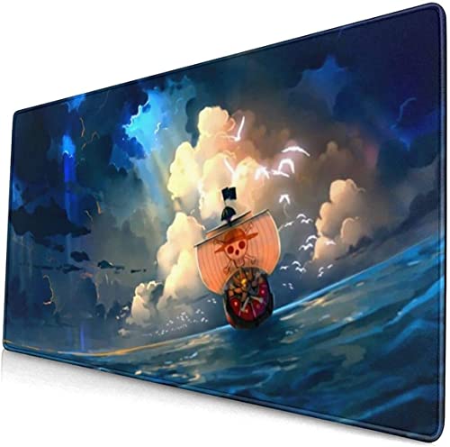 WORKSDUO Anime One Piece Mauspad, Erweitertes Gaming-Mauspad mit genähten Kanten, Großes Mauspad mit Rutschfester Gummiunterlage für Arbeit & Gaming, Büro & Zuhause, 31,5 x 15,7 Zoll, L von WORKSDUO