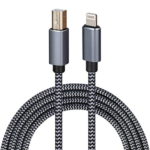 WORLDBOYU Lightning auf MIDI Kabel USB OTG Typ B Kabel für ausgewählte iPhone, iPad Modelle für Midi Controller, elektronisches Musikinstrument, Midi-Tastatur, USB-Mikrofon (4,5 m) von WORLDBOYU