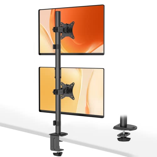 WORLDLIFT Monitor Halterung 2 Monitore, Vertikale Doppelmonitorhalterung für 17-32-Zoll-LCD-LED-Bildschirme, 2 Montageoptionen, VESA 75x75-100x100mm, Schwarz 9KG von WORLDLIFT