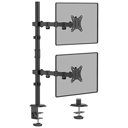 WORLDLIFT Monitor Halterung 2 Monitore Vertikale (80cm Stange) Stange höhenverstellbar für 17"-32" Zoll Bildschirme VESA 75/100 8 kg Tragfähigkeit von WORLDLIFT