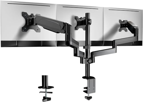 WORLDLIFT Monitor Halterung 3 Monitore, Premium Aluminium 3 Monitor Halterung für 17"-27" LED LCD Bildschirme, Höhenverstellbar Tischhalterung, 7 kg/Arm, vesa 75 * 75 100x100 von WORLDLIFT