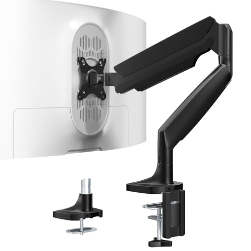 WORLDLIFT mechanisch Monitor Halterung 1 Monitor für 17-45 Zoll Flach & Curved Bildschirm,Neigbare höhenverstellbar Einarm Bildschirmhalterung 15kg pro Arm,VESA 75x75/100x100mm,Schwarz von WORLDLIFT