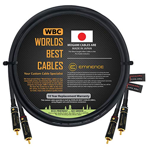 1 Meter - Direktionales Quad-High-Definition-Audio-Verbindungskabel, Paar, maßgefertigt von Worlds Best Cables, unter Verwendung von Mogami 2534 Draht und Eminence Gold Locking Cinch-Steckern von WORLDS BEST CABLES