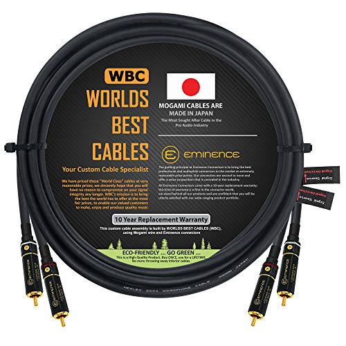 4 Meter – direktionales Quad-High-Definition-Audio-Verbindungskabel, maßgeschneidert von Worlds Best Cables – mit Mogami 2534 Draht und Eminence Gold Locking Cinch-Steckern von WORLDS BEST CABLES