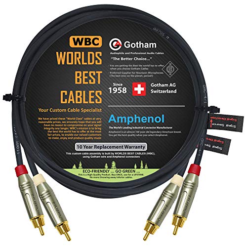 Gotham GAC-4/1 Cinch-Kabel, 2 Stück, symmetrisch, mit Amphenol-ACPR-Druckguss, vergoldete Cinch-Stecker, direktional, 0,5 m von WORLDS BEST CABLES