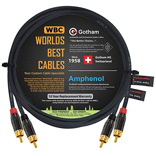 Gotham GAC-4/1 Cinch-Kabel (1,5 m) Schwarz (Star-Quad symmetrisches Audio-Verbindungskabel mit Amphenol ACPL Gehäuse, vergoldete Cinch-Stecker) von WORLDS BEST CABLES