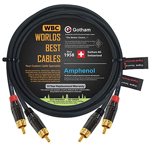 Gotham GAC-4/1 Cinch-Kabel (2 m) Schwarz (Star-Quad symmetrisches Audio-Verbindungskabel mit Amphenol ACPL Gehäuse, vergoldete Cinch-Stecker) von WORLDS BEST CABLES