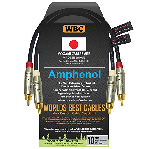 WORLDS BEST CABLES 30 cm – High-Definition-Audio-Verbindungskabel-Paar, maßgeschneidert mit Mogami 2549 Draht und Amphenol ACPR Druckguss, vergoldete Cinch-Stecker WORLDS BEST CABLES 30 cm – High-Definition-Audio-Verbindungskabel-Paar, maßgeschneidert mit Mogami 2549 Draht und Amphenol ACPR Druckguss, vergoldete Cinch-Stecker von WORLDS BEST CABLES