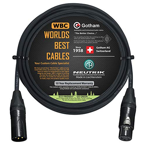WORLDS BEST CABLES Gotham GAC-4/1 – Star Quad Mikrofonkabel – 4 Meter mit Neutrik Gold XLR-Stecker von WORLDS BEST CABLES