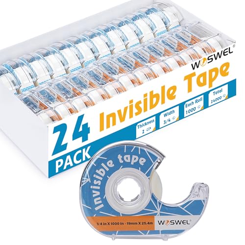 WOSWEL Klebeband-Nachfüllpackungen mit Spender, 24 Rollen, unsichtbare Klebebänder, 1,9 cm x 2,5 cm, Geschenkverpackungsbänder, Schulanfang, Lieferant für Zuhause, Schule, Büro WOSWEL Klebeband-Nachfüllpackungen mit Spender, 24 Rollen, unsichtbare Klebebänder, 1,9 cm x 2,5 cm, Geschenkverpackungsbänder, Schulanfang, Lieferant für Zuhause, Schule, Büro von WOSWEL