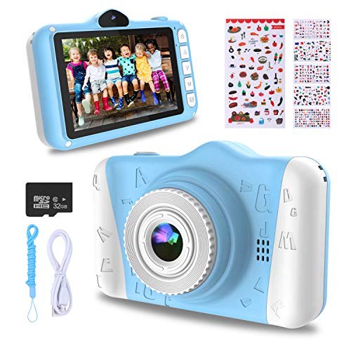 Kinderkamera, Digitalkamera Kinder USB Wiederaufladbarer Selfie Videokamera mit 2,4 Zoll Bildschirm,12 MP 1080P HD 32GB TF Karte, Geschenk für 3-10 Jahre Mädchen Jungs Kinder Spielzeug von WOWGO