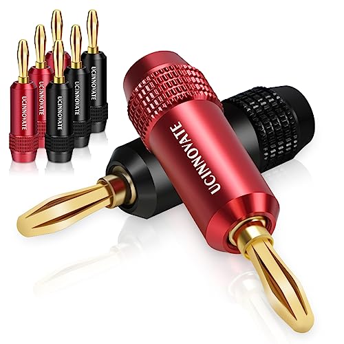 WOWLED 8 Stück vergoldete Bananenstecker, Premium 24K vergoldete 4mm Bananenstecker für 12AWG - 18AWG Lautsprecherkabel HiFi Anschluss, Heimkino Audiokabel, Stereoanlagen von WOWLED