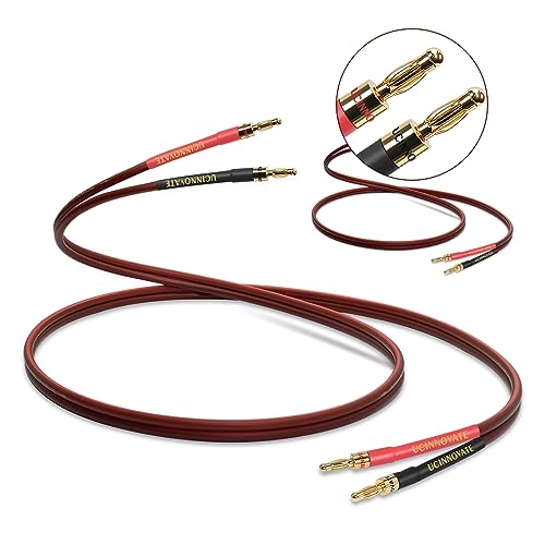 WOWLED HIFI OFC Lautsprecherkabel mit Bananenstecker, 2 Pack High-End Pure Copper 1.5m Gold-Plated Banana Tip Plugs Male to Male 600 Strand Speaker Cable Audio HIFI System 4.9FT von WOWLED