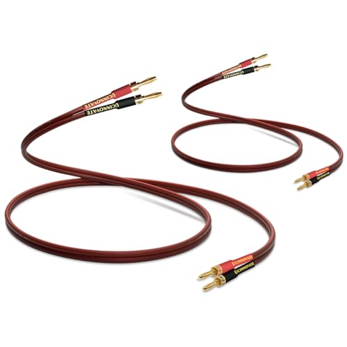 WOWLED HiFi-OFC-Lautsprecherkabel mit Bananenstecker, 2X 2m, vergoldete Bananenstecker, männlich auf männlich, 600 Stränge, 14 AWG, für Audio-Lautsprecher, HiFi-Systeme, Heimkino (2 m) von WOWLED