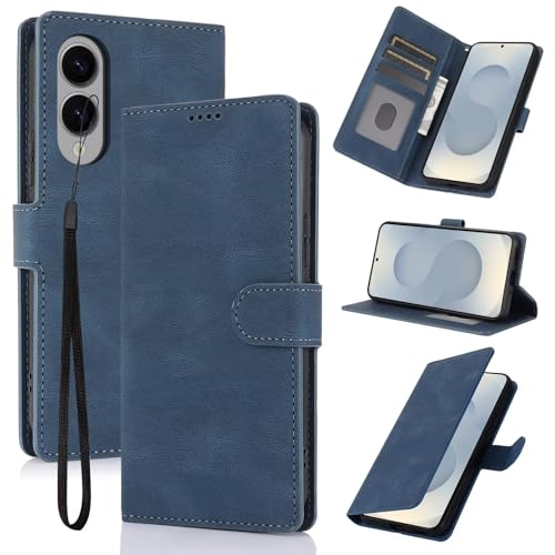 WOWUDI Handyhülle für Redmi Note 10 4G / Note 10S 4G,PU Leder mit Geldbörse Reißverschluss Kartenfach Klapphülle Con [Slot per Scheda] [Funzione di Supporto] Custodia Cover- Blau von WOWUDI