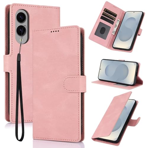 WOWUDI Handyhülle für Redmi Note 12R,PU Leder mit Geldbörse Reißverschluss Kartenfach Klapphülle Con [Slot per Scheda] [Funzione di Supporto] Custodia Cover- Rosa von WOWUDI