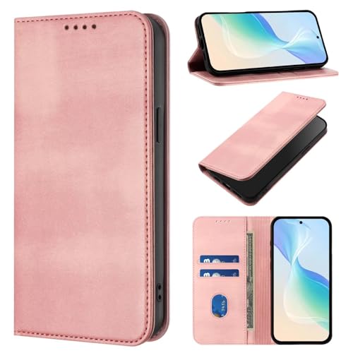 WOWUDI Handyhülle für Tecno Pova 6 Neo,[Magnetverschluss] [Kartenfächern] Premium Leder Handy Klappbare Stoßfeste Brieftasche Flipcase Tasche für Hülle- Rosa von WOWUDI