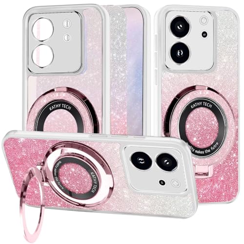 WOWUDI Handyhülle für Xiaomi 13T / 13T PRO Hülle Glitzer Bling Sparkle,Schutzhülle Case Silikon mit Ring Halter Transparent Weich TPU Stoßfest Luxury 2 in 1 Cover- Weiß von WOWUDI