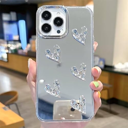 WOWUDI für Samsung Galaxy A13 4G / 5G / A04S Hülle,Niedliche Silberne 3D-Herz-Trendige Spiegel-Handyhülle stoßfest mit TPU Bling Ring Stand Ultradünn Transparent Case- AX WOWUDI für Samsung Galaxy A13 4G / 5G / A04S Hülle,Niedliche Silberne 3D-Herz-Trendige Spiegel-Handyhülle stoßfest mit TPU Bling Ring Stand Ultradünn Transparent Case- AX von WOWUDI