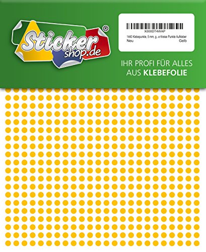 1440 Klebepunkte, 5 mm, gelb, aus PVC Folie, wetterfest, Markierungspunkte Kreise Punkte Aufkleber von WP Klebepunkte 05 mm