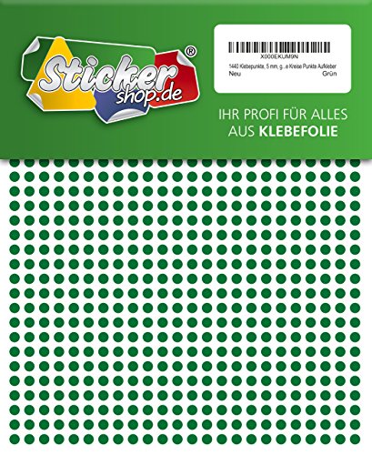 1440 Klebepunkte, 5 mm, grün, aus PVC Folie, wetterfest, Markierungspunkte Kreise Punkte Aufkleber von WP Klebepunkte 05 mm