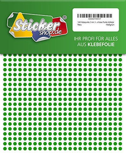 1440 Klebepunkte, 5 mm, hellgrün, aus PVC Folie, wetterfest, Markierungspunkte Kreise Punkte Aufkleber von WP Klebepunkte 05 mm