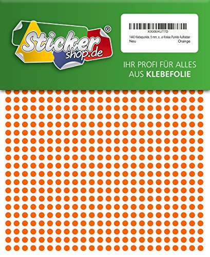 1440 Klebepunkte, 5 mm, orange, aus PVC Folie, wetterfest, Markierungspunkte Kreise Punkte Aufkleber von WP Klebepunkte 05 mm