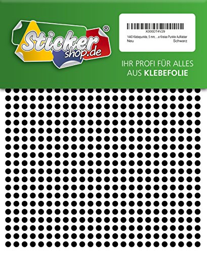 1440 Klebepunkte, 5 mm, schwarz, aus PVC Folie, wetterfest, Markierungspunkte Kreise Punkte Aufkleber von WP Klebepunkte 05 mm