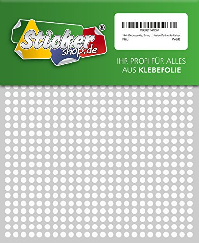 1440 Klebepunkte, 5 mm, weiß, aus PVC Folie, wetterfest, Markierungspunkte Kreise Punkte Aufkleber von WP Klebepunkte 05 mm